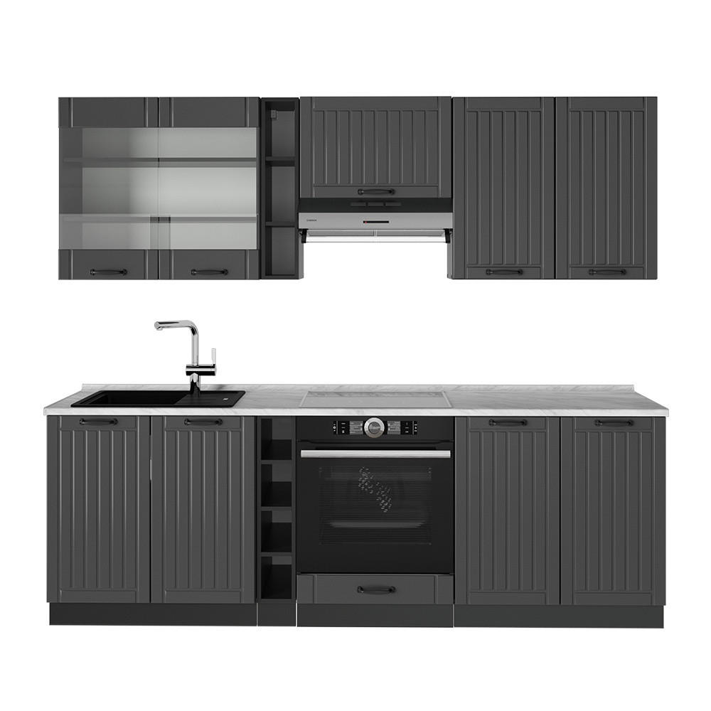 KUHINJA Fame-Line Temno siva 235 cm , DP Marmor - temno siva/antracit, leseni material (235/81.6/60cm) - Vicco