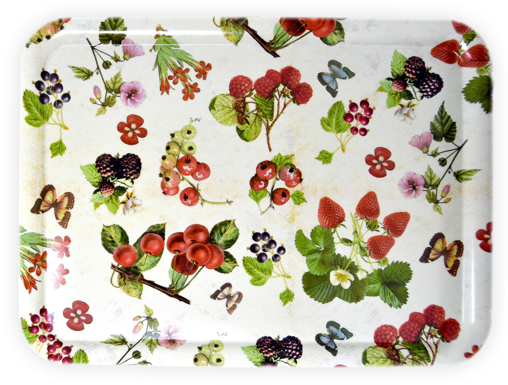 TABLETT Waldbeeren, rechteckige Melamin Serviertablett 50x37 cm - Beere, Kunststoff (37/2/50cm) - Lashuma