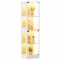 GLASVITRINE aus MDF und Glas 40x35x165 cm Weiß mit LED-Beleuchtung und Bewegungssensor - Weiß, Holzwerkstoff (40/165/35cm) - IVMEU