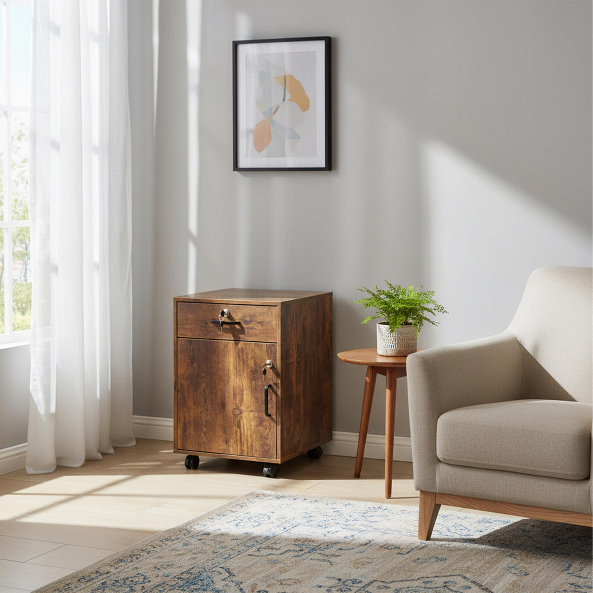 ROLLCONTAINER - Schwarz/Braun, Holzwerkstoff/Kunststoff (40/57/40cm) - Relaxdays