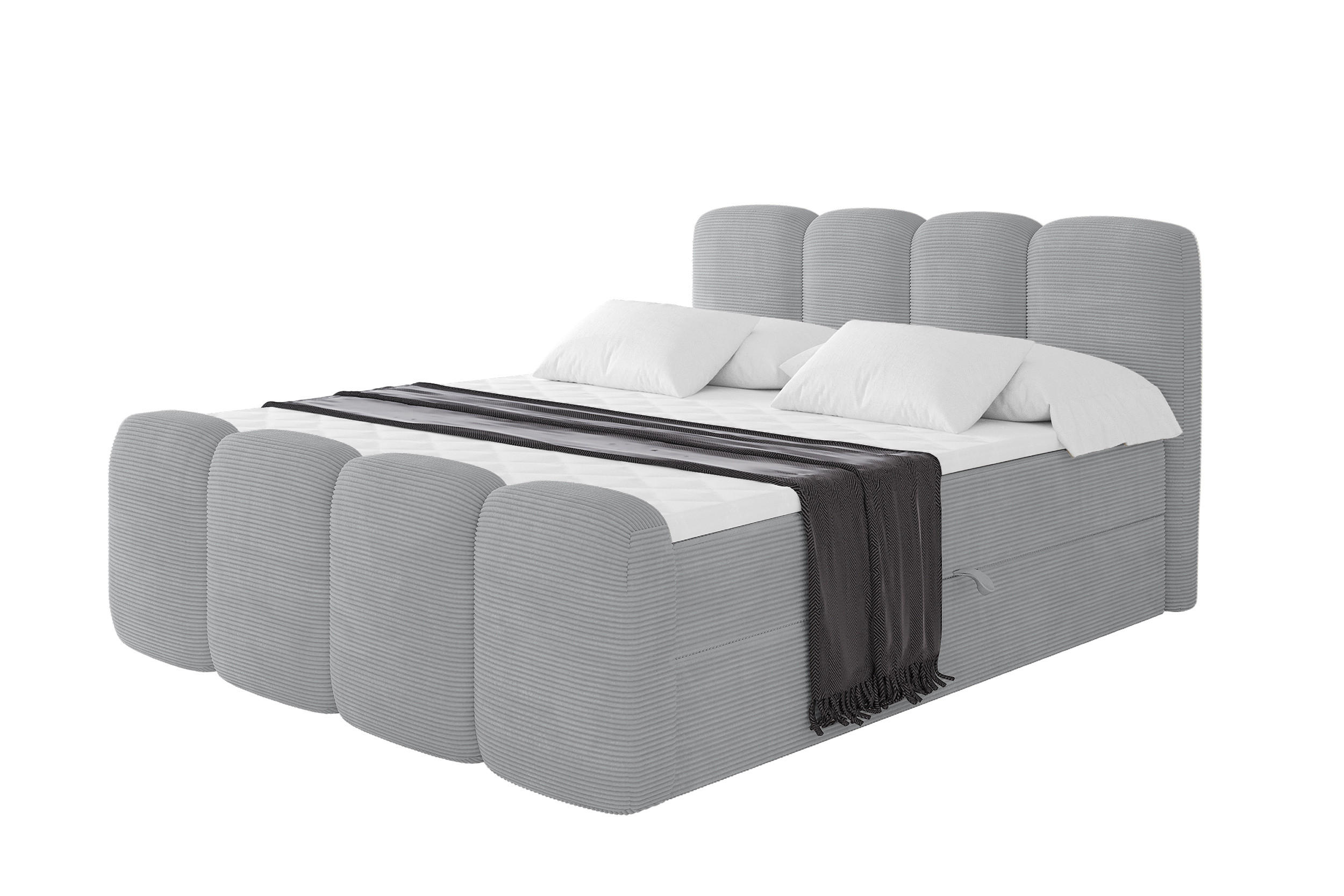 BOXBETT mit Matratze H4 - NINA-Z - 140x200 cm Grau - Silberfarben, Holzwerkstoff (140/200cm) - ALTDECOR
