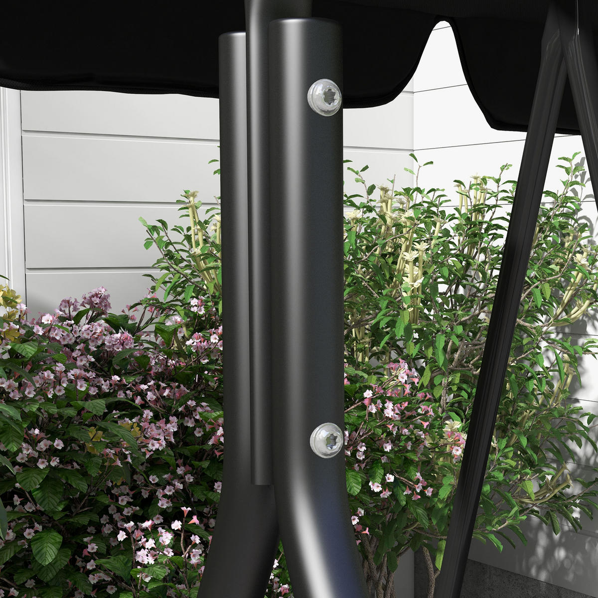 HOLLYWOODSCHAUKEL aus Stahl 172 x 110 x 153 cm in Schwarz mit schwenkbarem Sonnendach - Schwarz, Metall (110/153/172cm) - Modfu