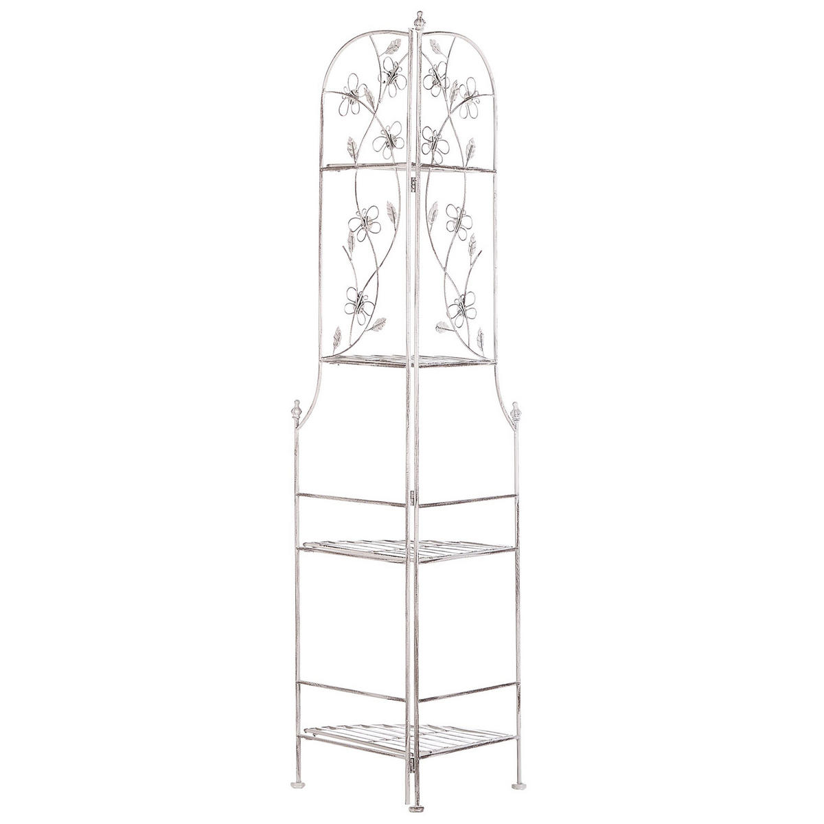 ECKREGAL weiß Metall 4 Ablageflächen klappbar Biella - Weiß, Metall (35/158/35cm) - Beliani