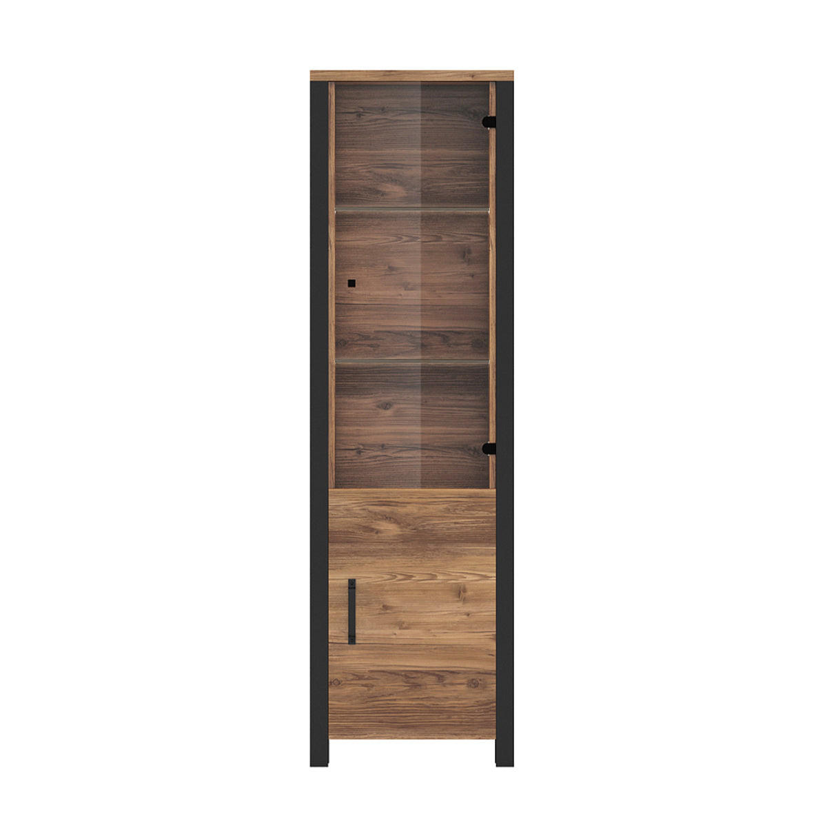 VITRINA Lyam Les in črna barva - črna, leseni material (56/191/43cm) - Petits-meubles