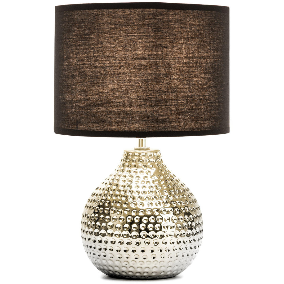 TISCHLAMPE NIPER 2-er Set, Silber/Schwarz - Silberfarben/Schwarz, Keramik/Textil (24/24/38cm) - KONSIMO®