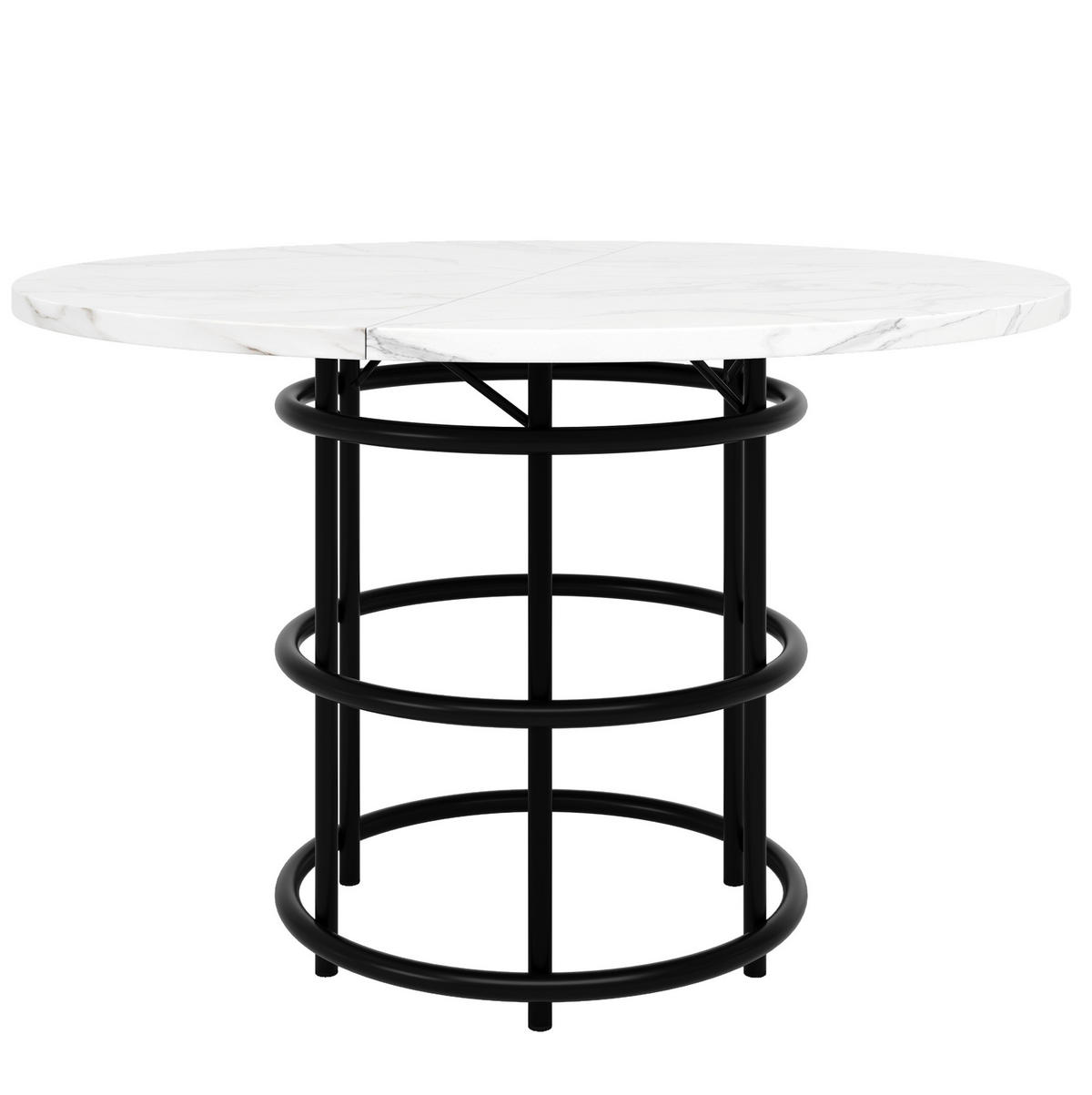 ESSTISCH 100x100x76 cm in Weiß und Schwarz aus MDF mit Marmoroptik auf schwarzem Metallgestell - Schwarz, Holzwerkstoff (100/100/76cm) - Modfu
