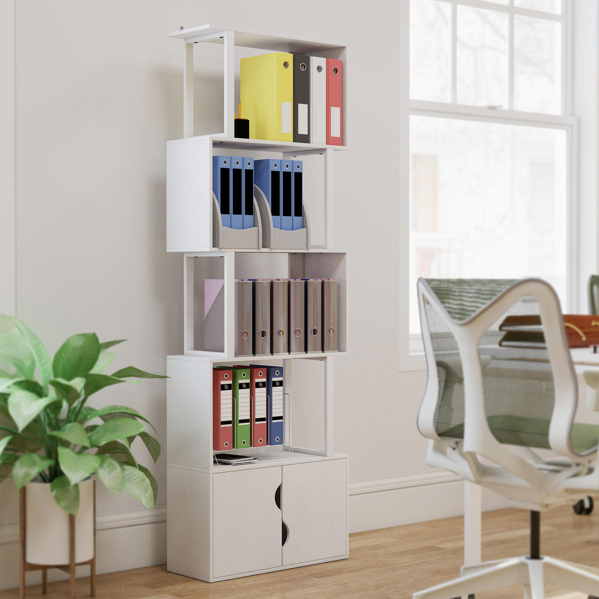 REGAL DE-15537 5 Ebenen + Doppeltürschrank Weiß - Weiß, Holzwerkstoff (23.8/179.2/60cm) - ComfortXL