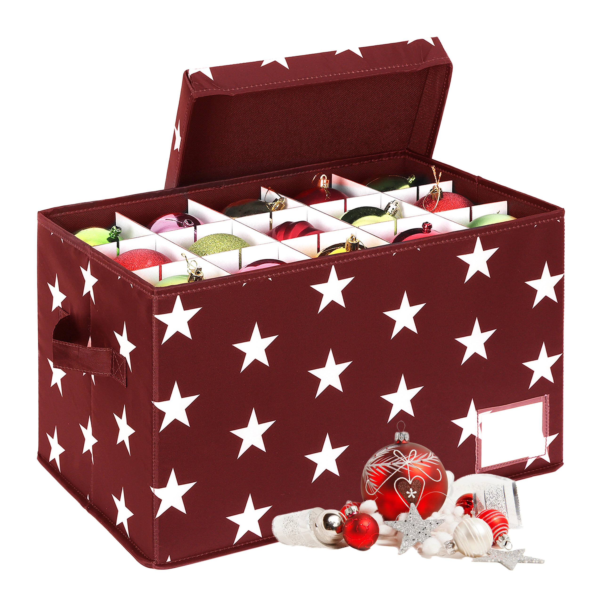 CUTIE Roșie pentru globuri de Crăciun 30 buc - roșu, carton ondulat/material plastic (42.5/26.5/26cm) - Relaxdays