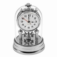 TISCHUHR Silber Retro Quarz Kunststoff 17x11 cm - Silberfarben, Kunststoff (11/17/11cm) - Relaxdays