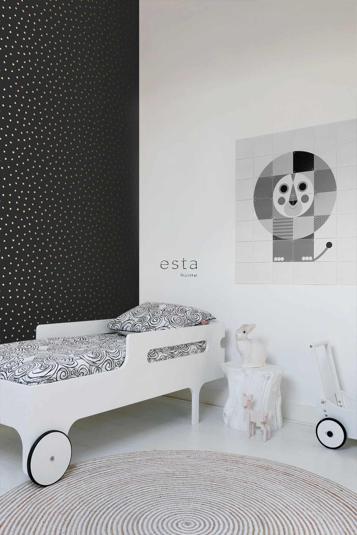 TAPETE Punkte 53 cm x 10.05 m - Schwarz, Papier (53/1000cm) - ESTAhome