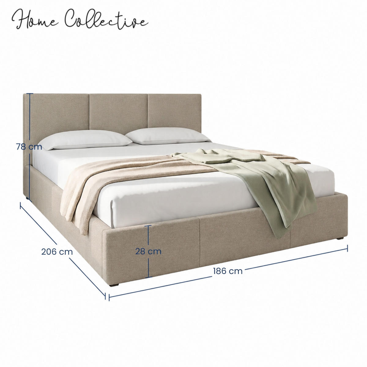 POLSTERBETT mit Stauraum 180x200 cm in Taupe - Taupe, Holzwerkstoff (180/200cm) - Home Collective