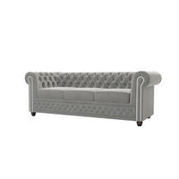 CHESTERFIELD-SOFA 3-sitzer Nyx Grau Samt - Braun/Grau, Holz/Textil (203/72/86cm) - S-Style Möbel