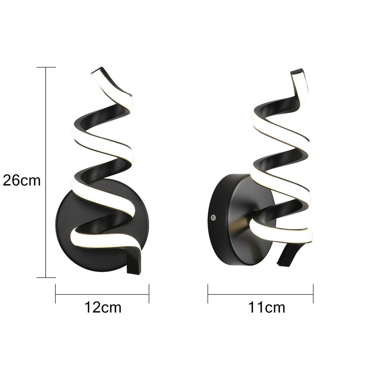 LED - WANDLEUCHTE Seethos 12.0/11.0/26.0 cm - Schwarz, Metall (12/11/26cm) - ZMH