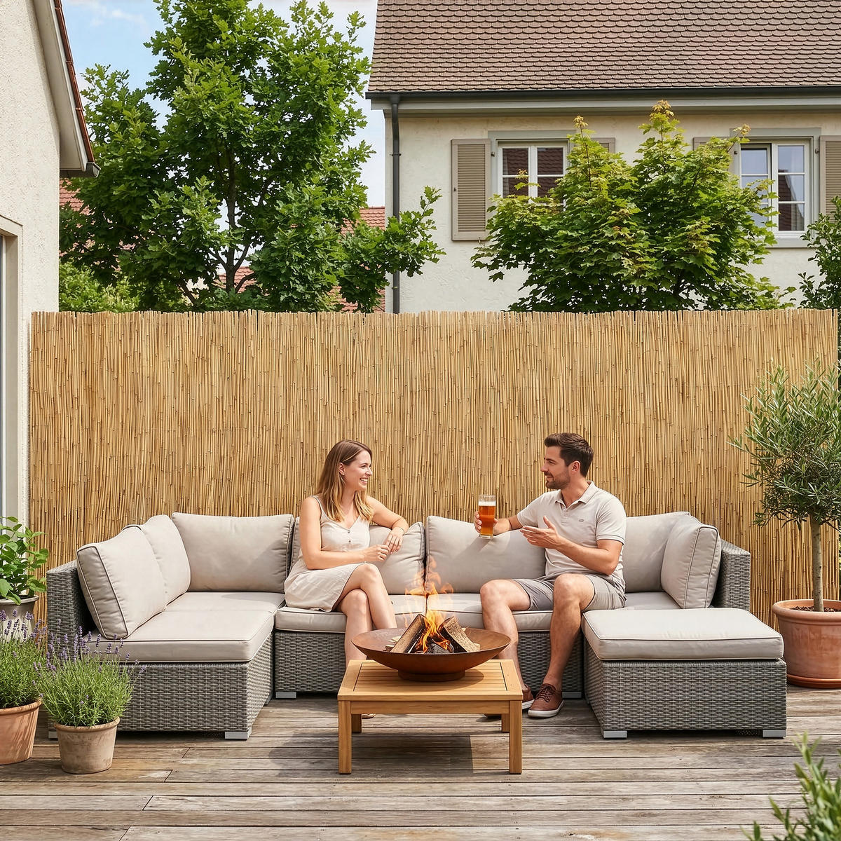 SCHILFZAUN Abbateggio - Naturfarben, Naturmaterialien (200/0.6cm) - casa.pro