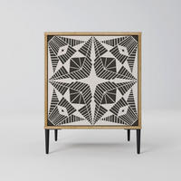 SIDEBOARD MONOCHROME NEXUS, Eichefarben, 57,5x42x72,5 cm, Schwarze Metallfüße - Eichefarben/Multicolor, Holzwerkstoff/Metall (57.5/72.5/42cm) - SpaceRebels