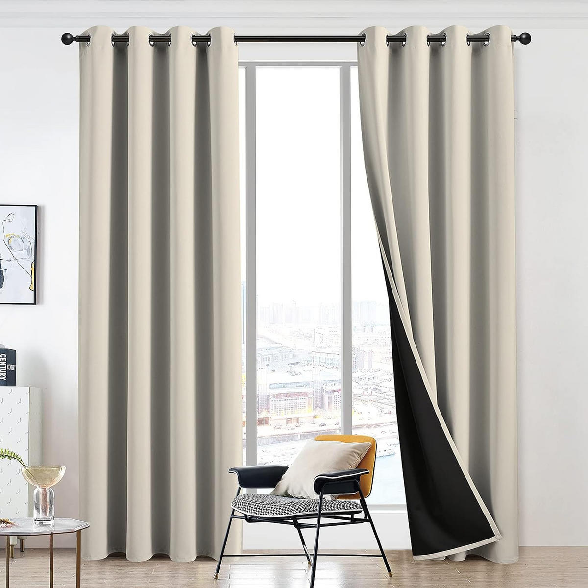 VERDUNKELUNGSVORHÄNGE, wärmeisolierend – 132 x 160 cm – 2 Stück, grau - Beige, Textil (132/160cm)