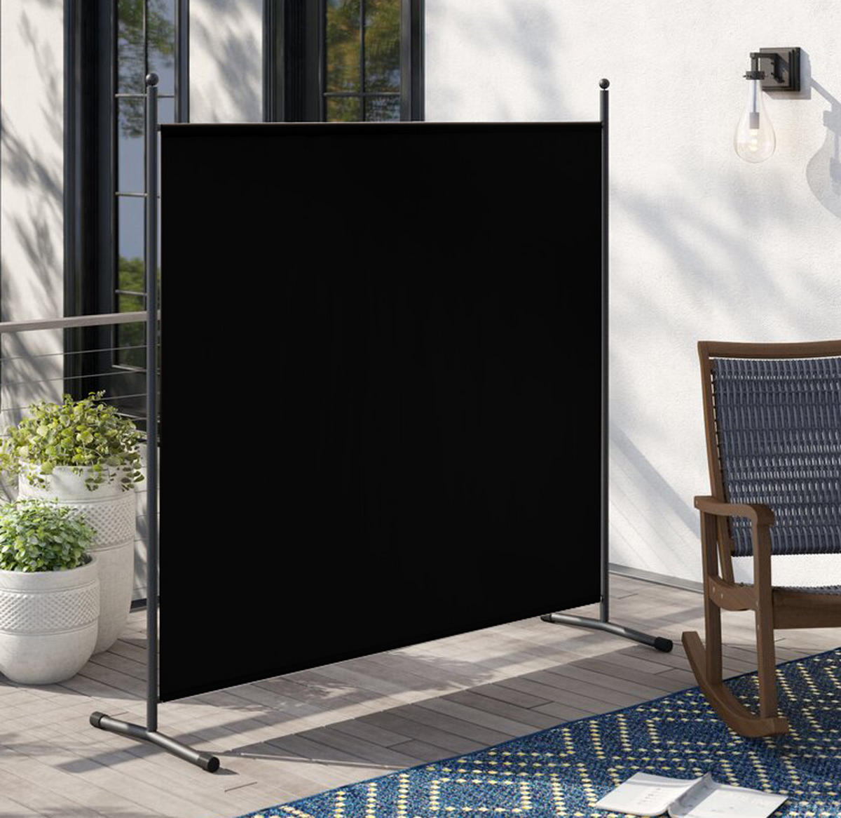 PARAVENT 1-tlg. 150x190 cm Schwarz - Schwarz, Metall (150/190cm) - QUICK STAR