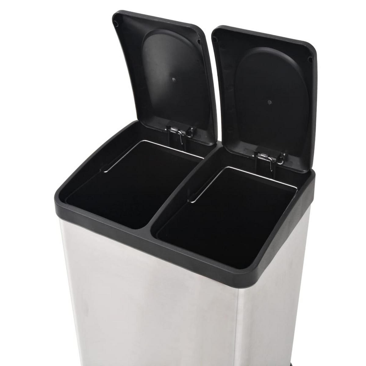 MÜLLEIMER 2 Fächer Edelstahl 2x 18L - Silberfarben, Metall (41/56.5/34.5cm) - DELUKE