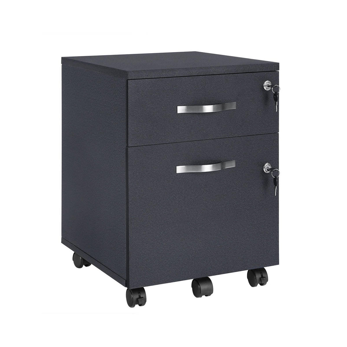 ROLLCONTAINER - Schwarz, Holzwerkstoff (44/55/40cm) - Hansiro
