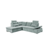 ECKSOFA mit Schlaffunktion, verstellbare Armlehne und Kopfstützen - Chromfarben/Blau, Textil (260/219cm) - ed exciting design