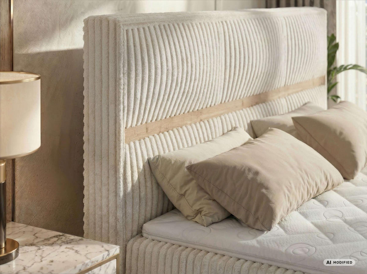POSTEL BOXSPRING ORVO KING 140/200 - Béžová Manšestr - Topper T25 - H4 - černá/béžová, textil/plast (140/200cm) - MKS