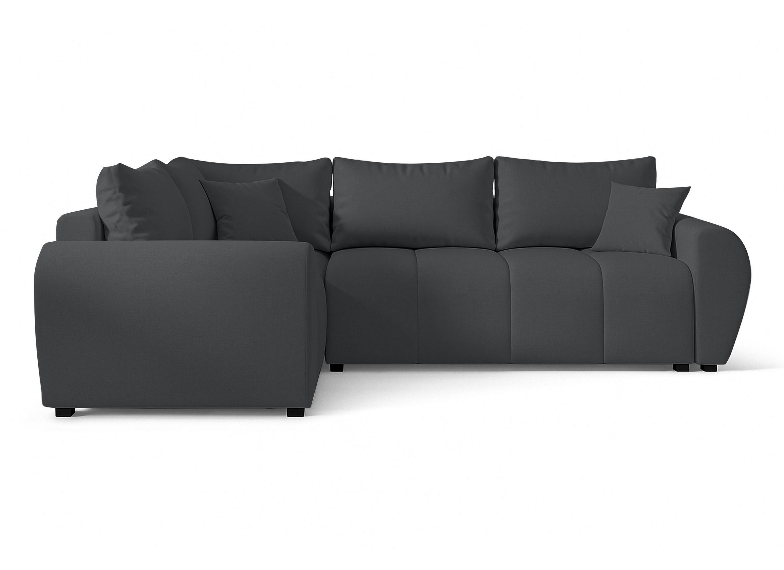 ECKSOFA L Form Malatya MAX Dunkelgrau 246/145/82 cm stilvolle mit Schlaffunktion L - Dunkelgrau/Schwarz, Kunststoff/Textil (175/235cm) - AX Living