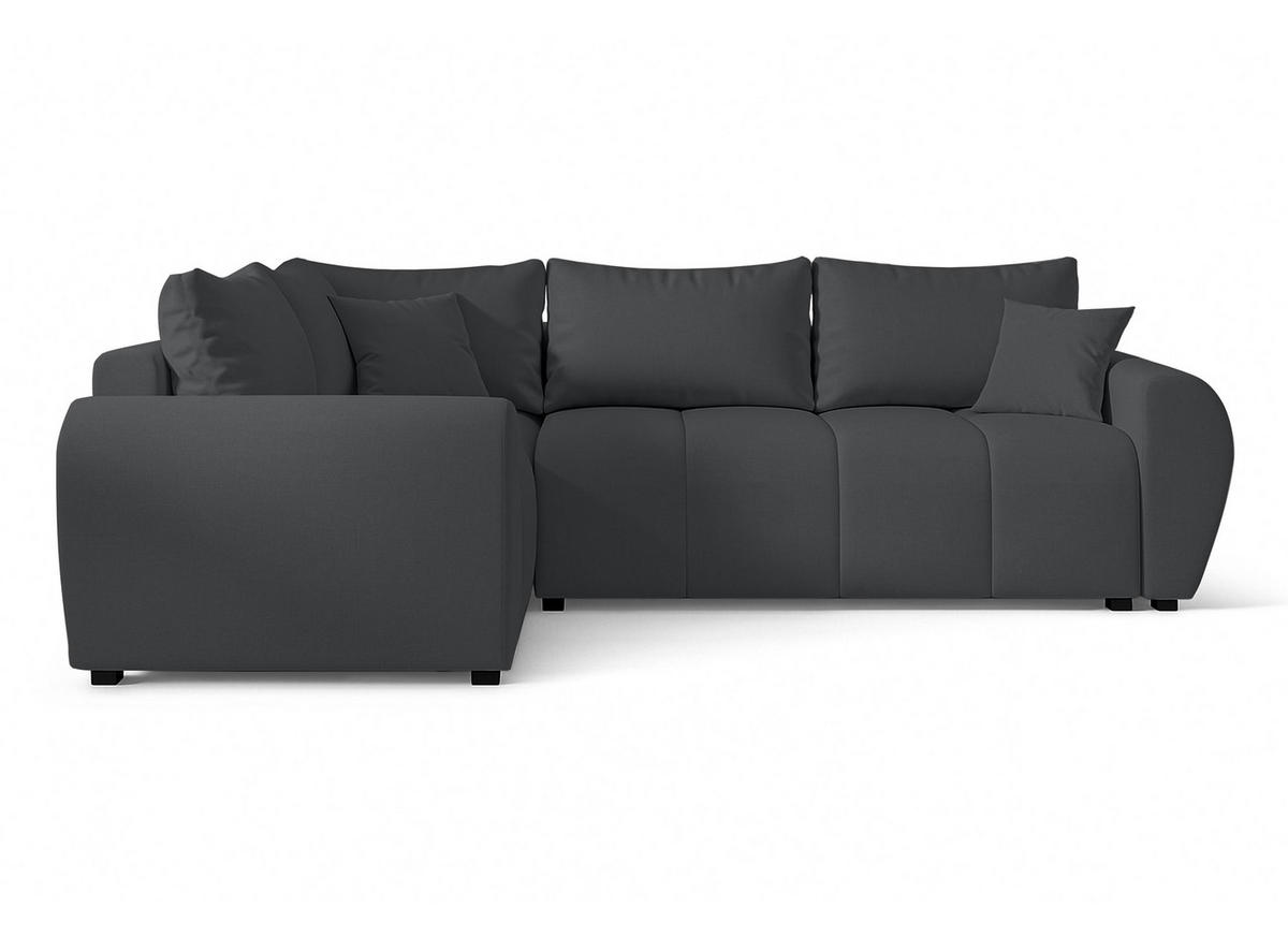 ECKSOFA L Form Malatya MAX Dunkelgrau 246/145/82 cm stilvolle mit Schlaffunktion L - Dunkelgrau/Schwarz, Kunststoff/Textil (175/235cm) - AX Living