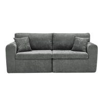 2-SITZER SOFA Chenille Gray mit USB-Ladefunktion, Magazintasche, Getränkehalter und Kissen - Grau, Textil (220/89/100cm) - WISHDOR