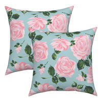 KISSENBEZÜGE 45x45 cm 2er-Set Rosa Blumen Aquarell - Rosa, Textil (45/45cm)