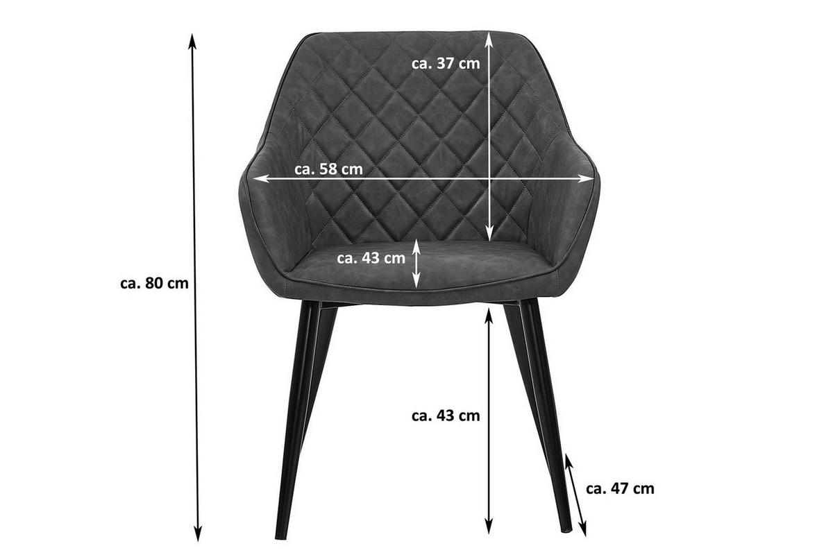 ARMLEHNSTUHL LASSE - Schwarz, Leder/Metall (58/80/43cm) - SAM
