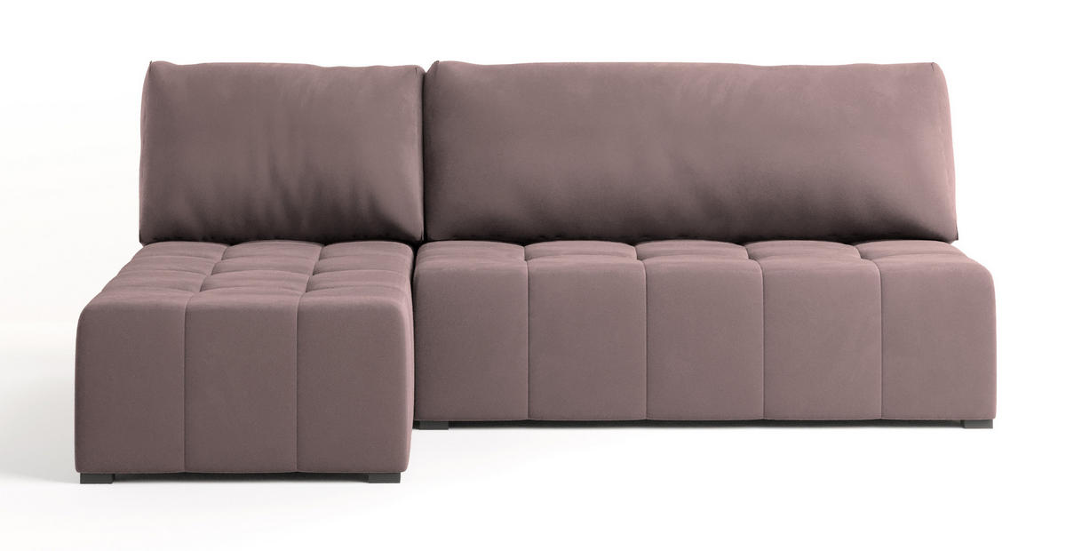 ECKSOFA DOMIRA Rosa Plüsch-Stoff mit Schlaffunktion - Rosa, Holz (200/141cm) - MASSENO