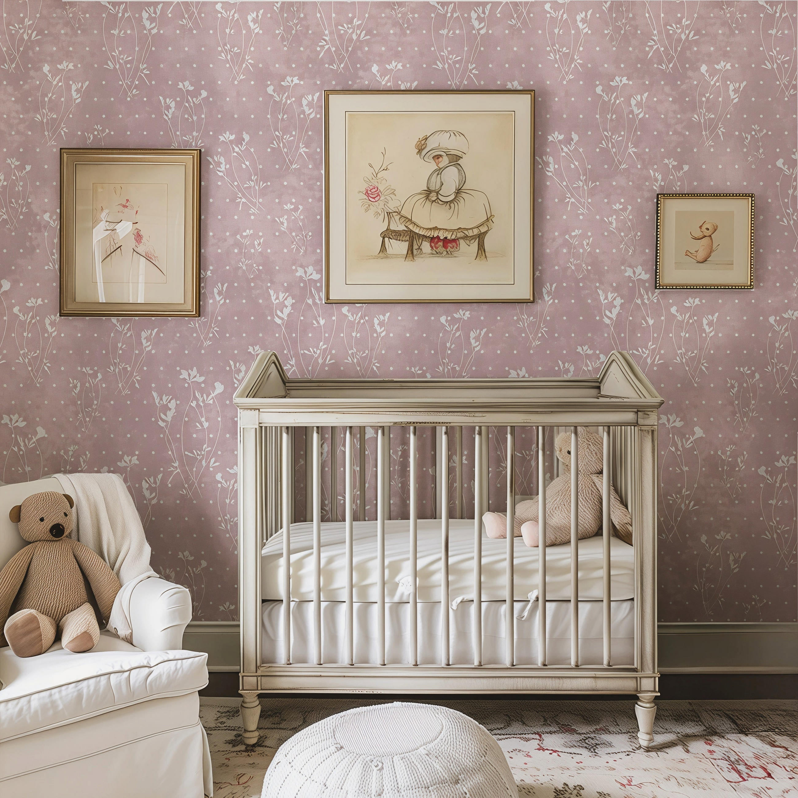 TAPETE Vintage aus echtem Papier, 200x280cm, 8 Bögen - Pink, Papier (200/280cm) - WALLPAPERS4BEGINNERS