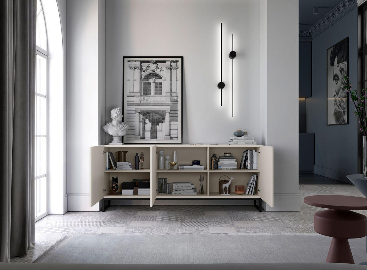 KOMMODE Elpis 3D Kaschmir Matt mit metallrahmen Glamour 168 cm - Kaschmir, Holzwerkstoff (168/72/36.5cm) - Meble Lindner