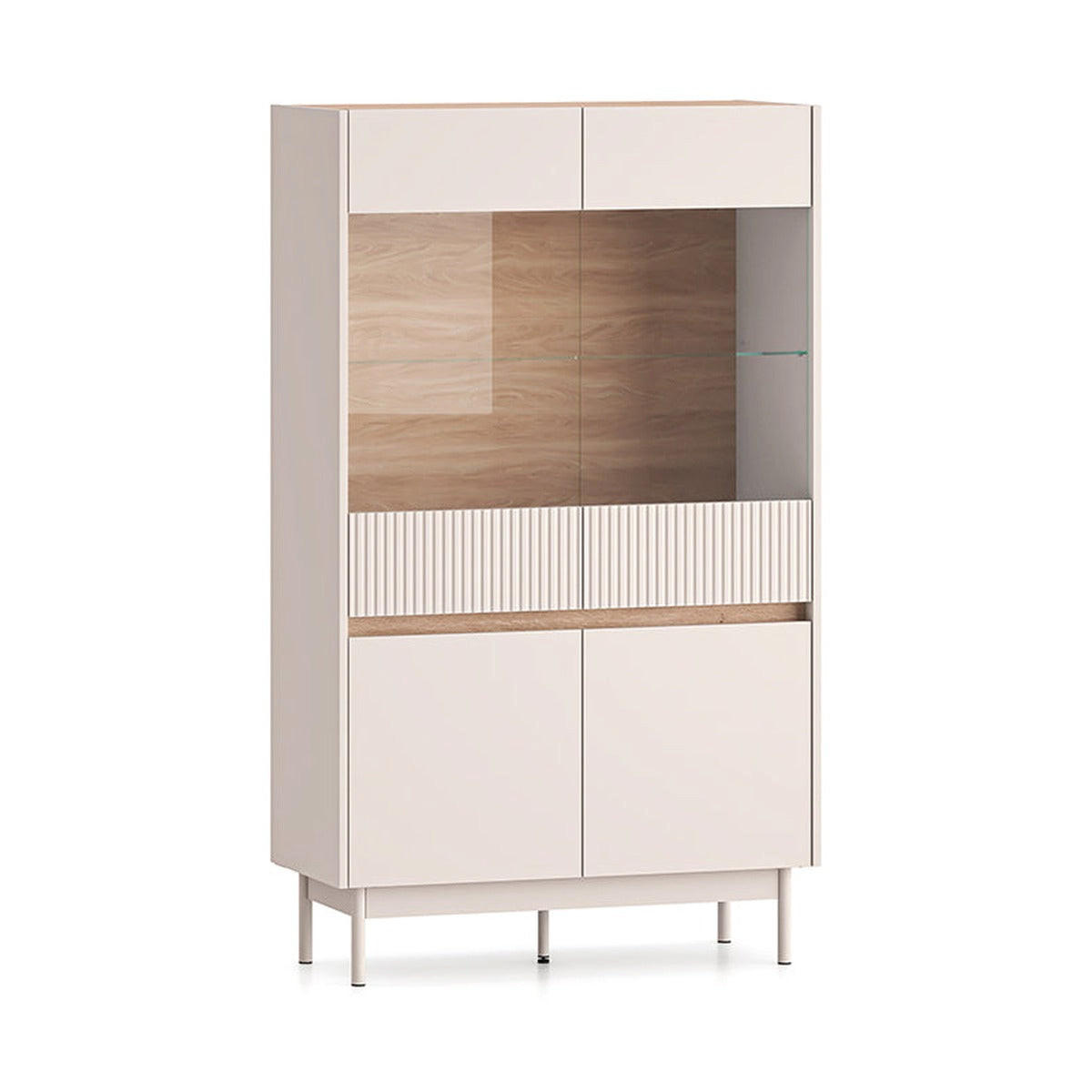 VITRINE – 92 cm – Dunea – VT-018 - Kaschmir/Eichefarben, Holzwerkstoff (92/156/40cm) - hi-markt