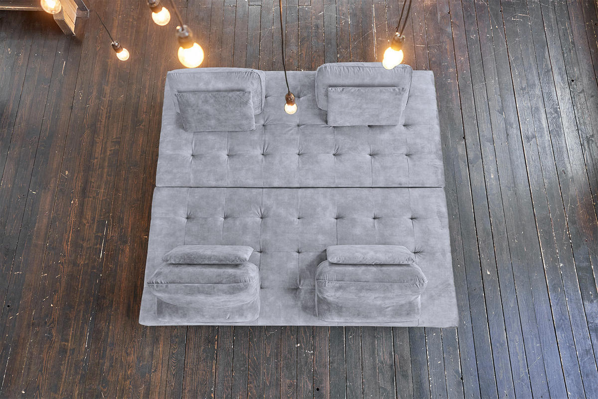 ECKSOFA WIOLO Grau Velvet - Silberfarben/Grau, Textil/Metall (350/240cm) - KAWOLA