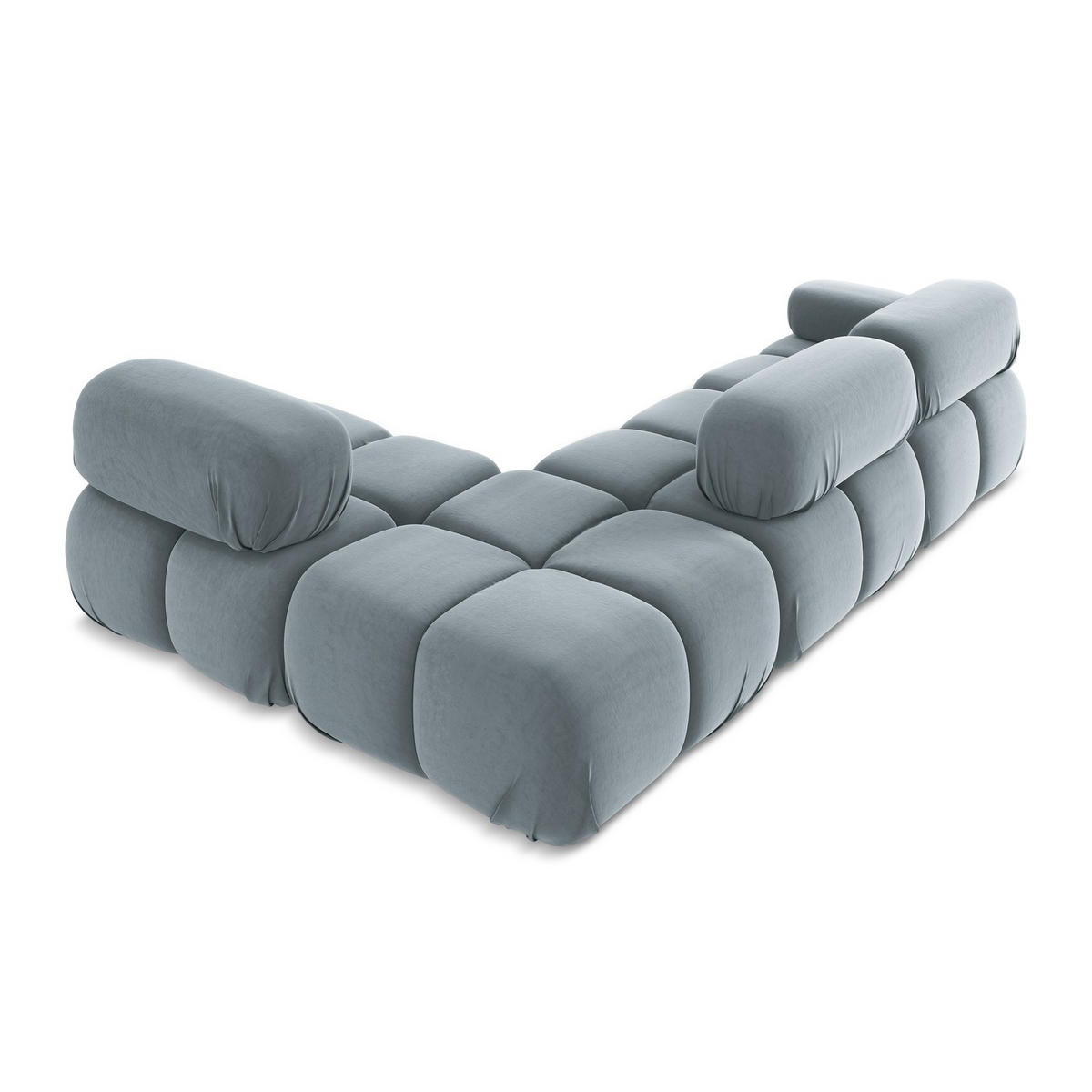 ECKSOFA Rechts Samt Stoff Blau - Blau/Schwarz, Kunststoff/Textil (285/190cm) - LaMiaSofa