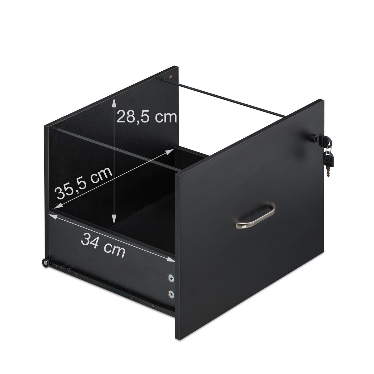 ROLLCONTAINER - Silberfarben/Schwarz, Holzwerkstoff/Kunststoff (43/72/46cm) - Relaxdays