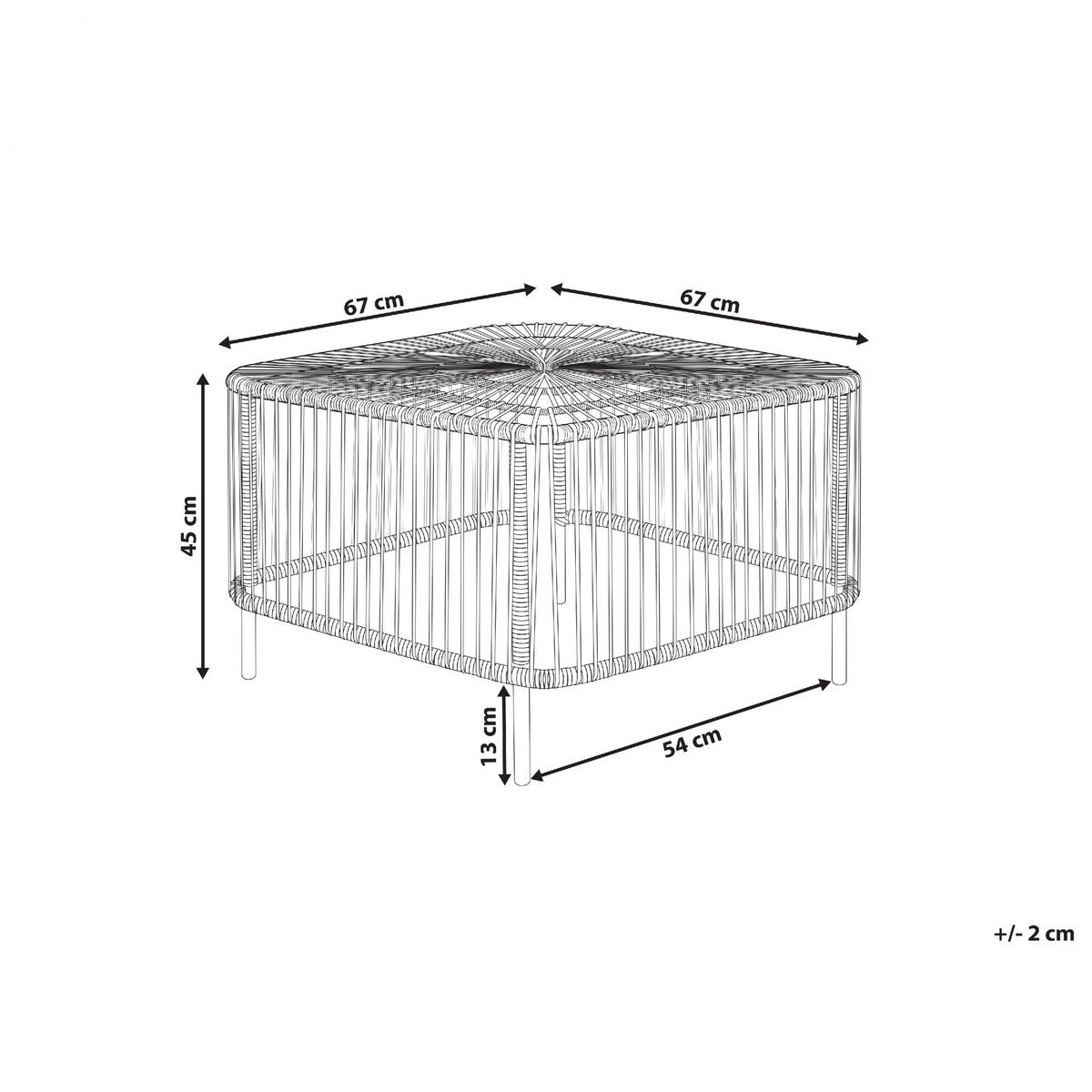 GARTEN-BEISTELLTISCH Rattan natürlich quadratisch 67/67 cm Cesenatico - Schwarz/Naturfarben, Naturmaterialien (67/67/45cm) - Beliani