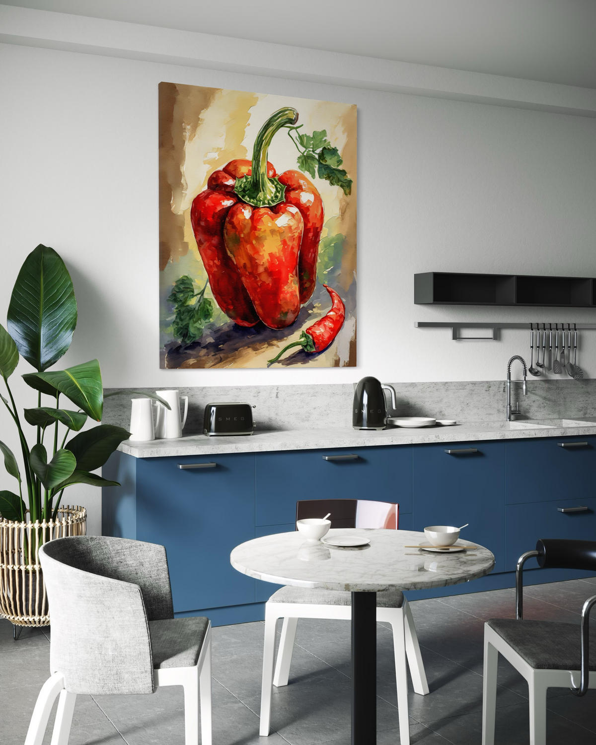 WANDBILD rote paprika essen - Rot, Textil (40/60cm) - Feeby