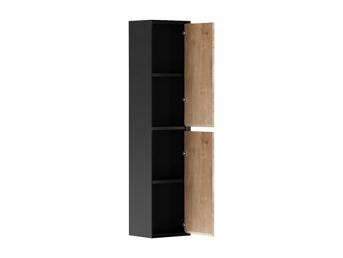 BADSCHRANK - 35 cm x 25 cm - Holz, Platte - Schwarz, Naturfarben Hell - LANNICK - Schwarz/Naturfarben, Holz (35/140/25cm) - Vente-Unique