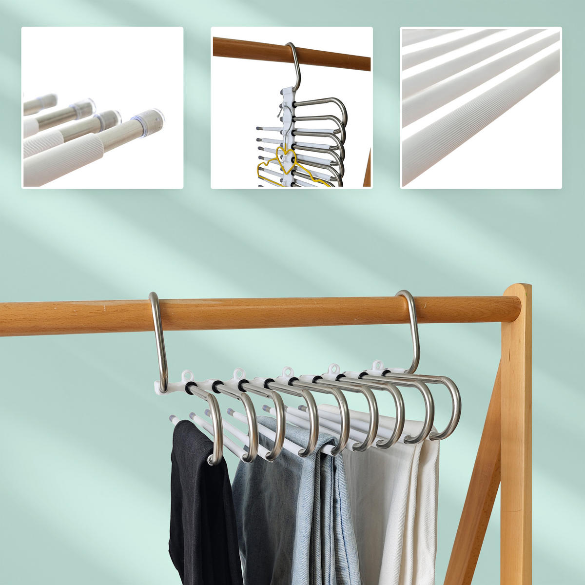 2XVEČNAMENSKI hlačni obešalnik - večbarvno, kovina/umetna masa (24/33/9cm) - Relaxdays