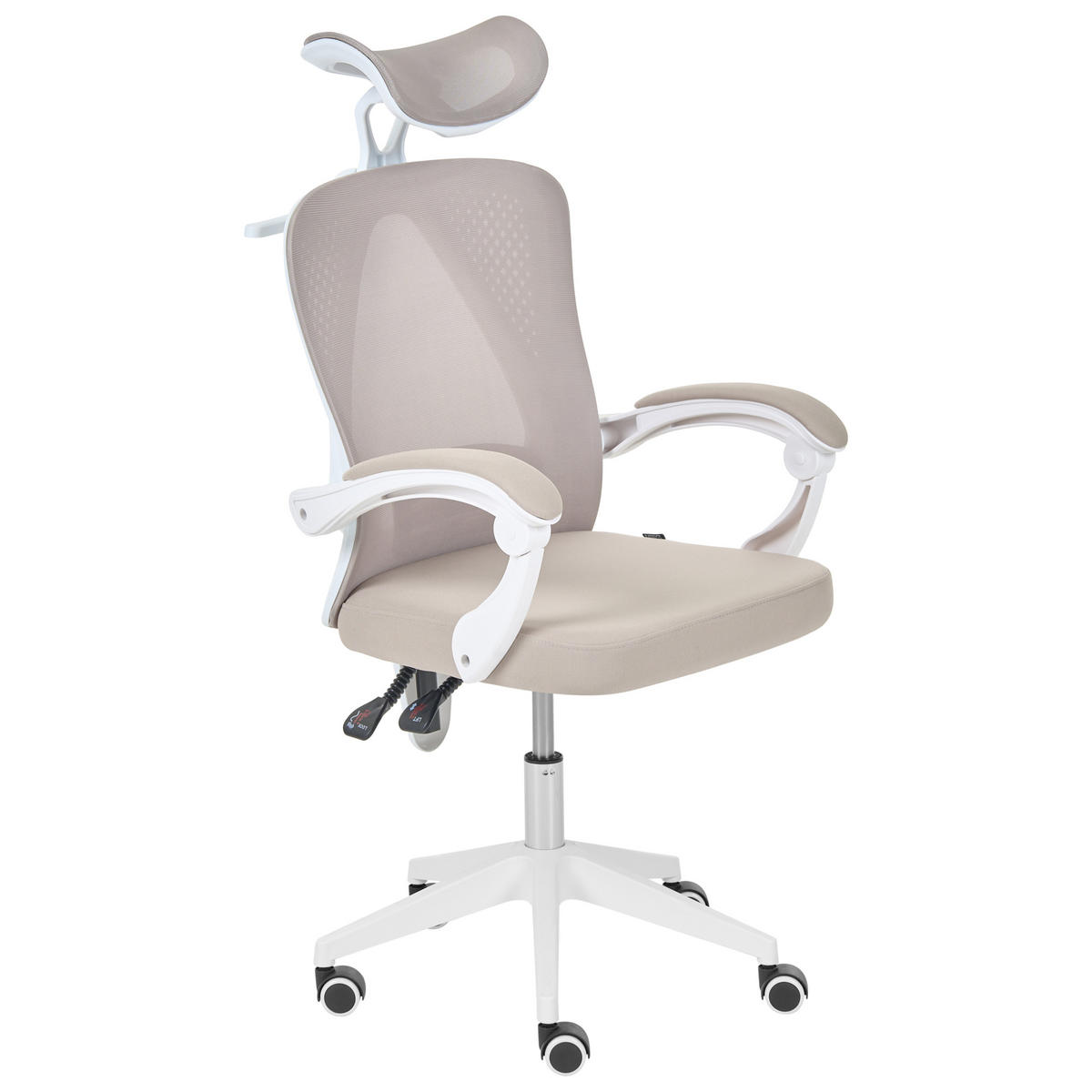 BÜROSTUHL Beige Seranev - Beige/Weiß, Textil (60/115/60cm) - Beliani