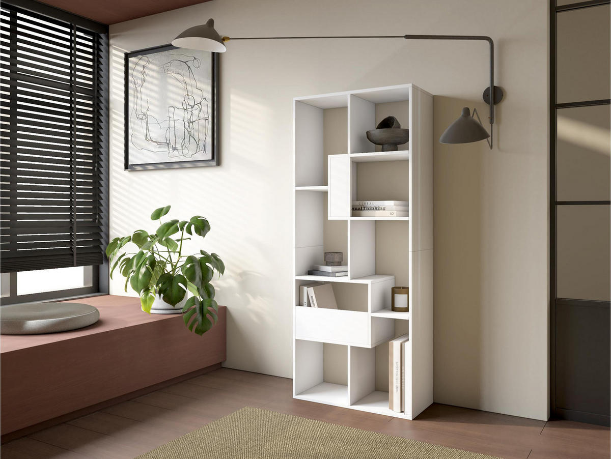 REGAL Bibliothek, Weiß, 67/31/162cm - Weiß, Holzwerkstoff (67/162/31cm) - Skraut Home