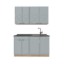 SINGLEKÜCHE Fame-Line Hellblau-grau/Goldkraft Eiche 140 cm AP Anthrazit - Honigeiche/Blaugrau, Holzwerkstoff (140/81.6/60cm) - Vicco