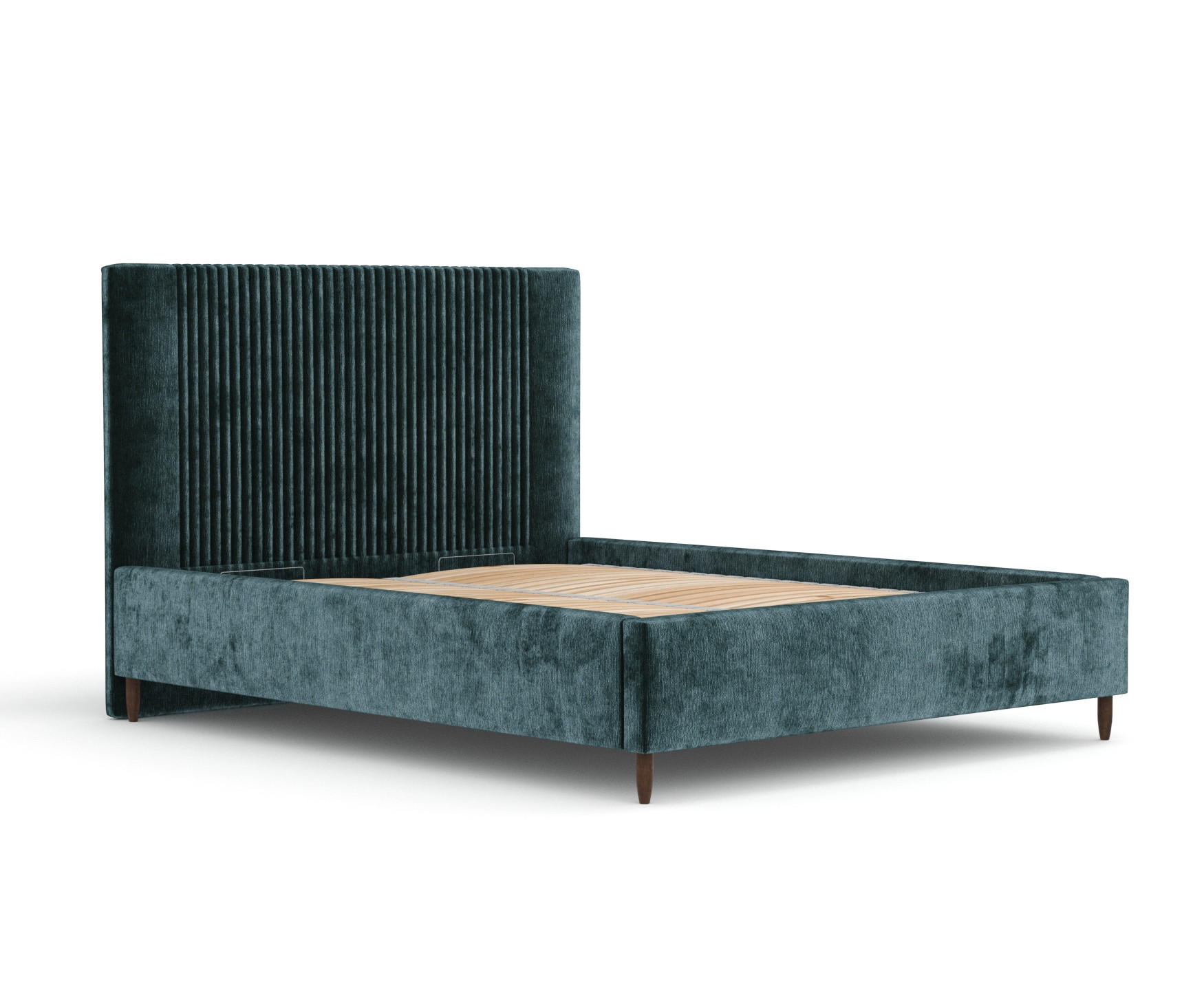 POLSTERBETT Etero Dunkelgrün 140/200 cm im Chenille-Stoff - Wengefarben/Dunkelgrün, Holz/Holzwerkstoff (140/200cm) - Maison de Reve