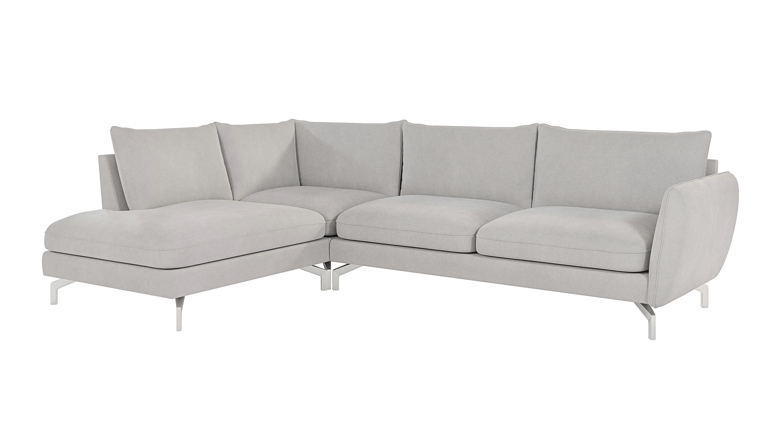ECKSOFA Elou Silber Microfaser - Chromfarben/Silberfarben, Holz/Textil (277/200cm) - S-Style Möbel