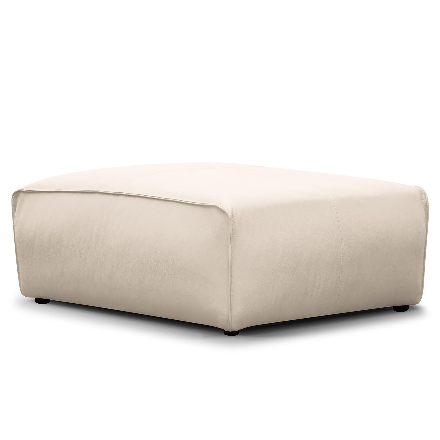 POLSTERHOCKER - Hellgrau/Schwarz, Leder/Kunststoff (81/38/100cm) - home24