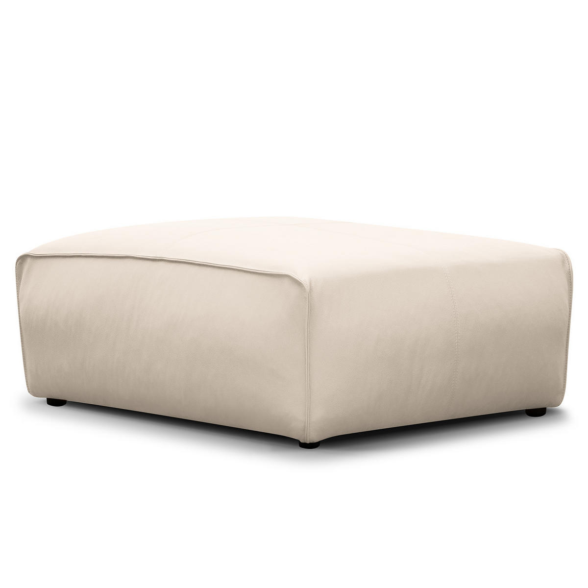 POLSTERHOCKER - Hellgrau/Schwarz, Leder/Kunststoff (81/38/100cm) - home24