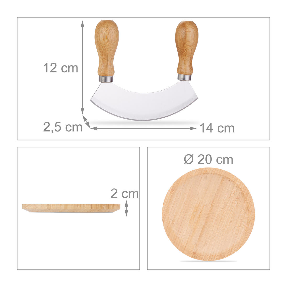 WIEGEMESSER - Hellbraun, Holz/Metall (20cm) - Relaxdays