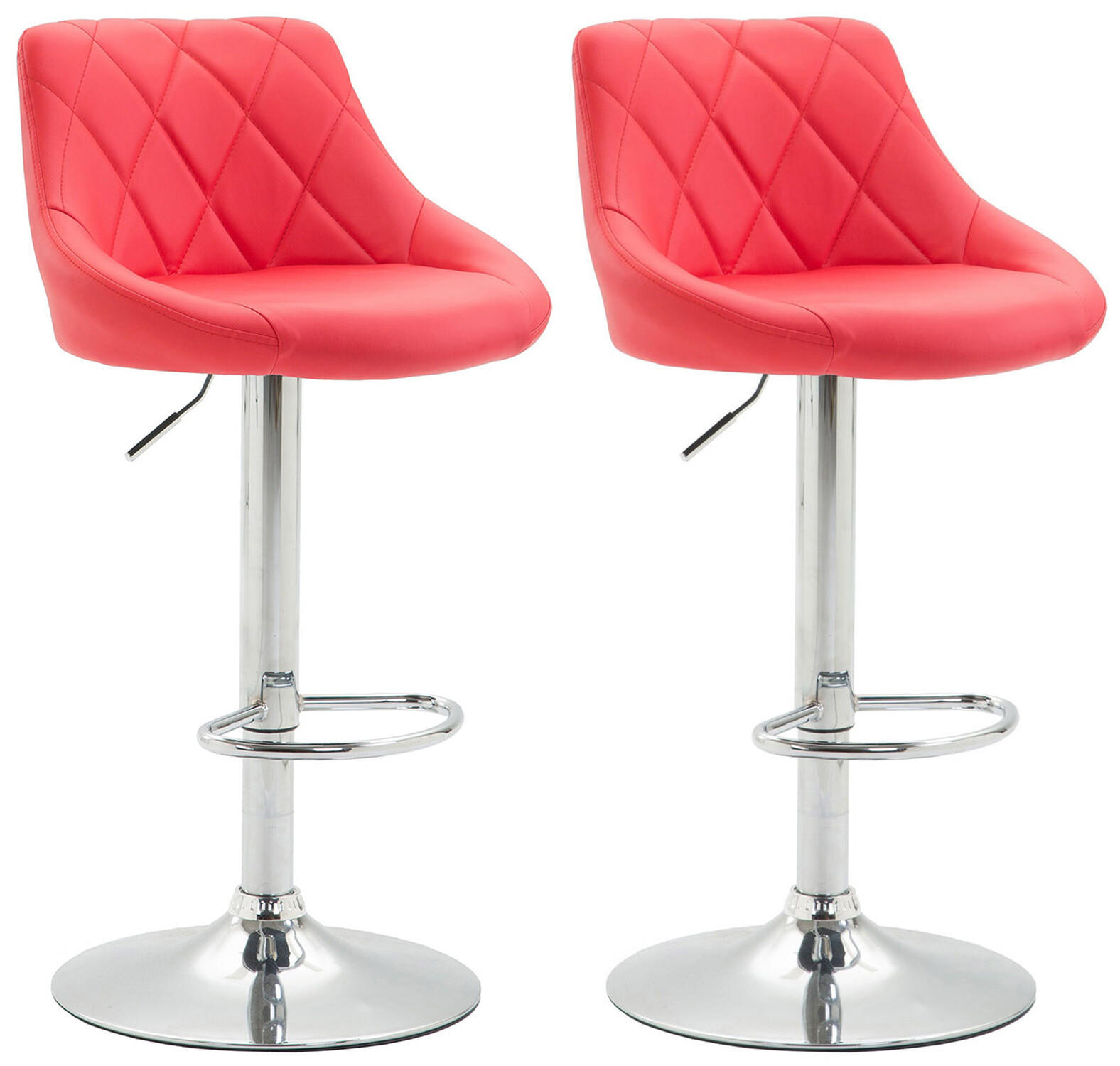 BARHOCKER Lazius, 2er Set, Gestell Metall in Chromoptik, Kunstleder Rot - Chromfarben/Rot, Kunststoff/Textil (46/100/49cm) - TPFLiving